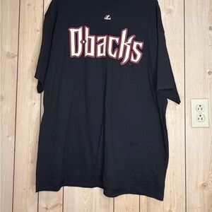 Majestic Black DiamondBacks Short Sleeve Graphic Tee with Red Accent